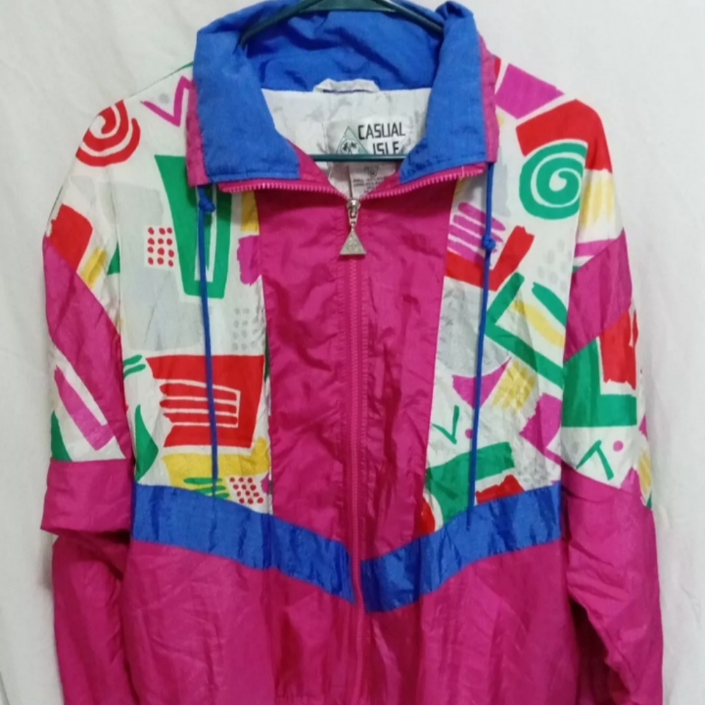 Women medium Vintage Petite Casual Isle Windbreaker Jacket Activewear